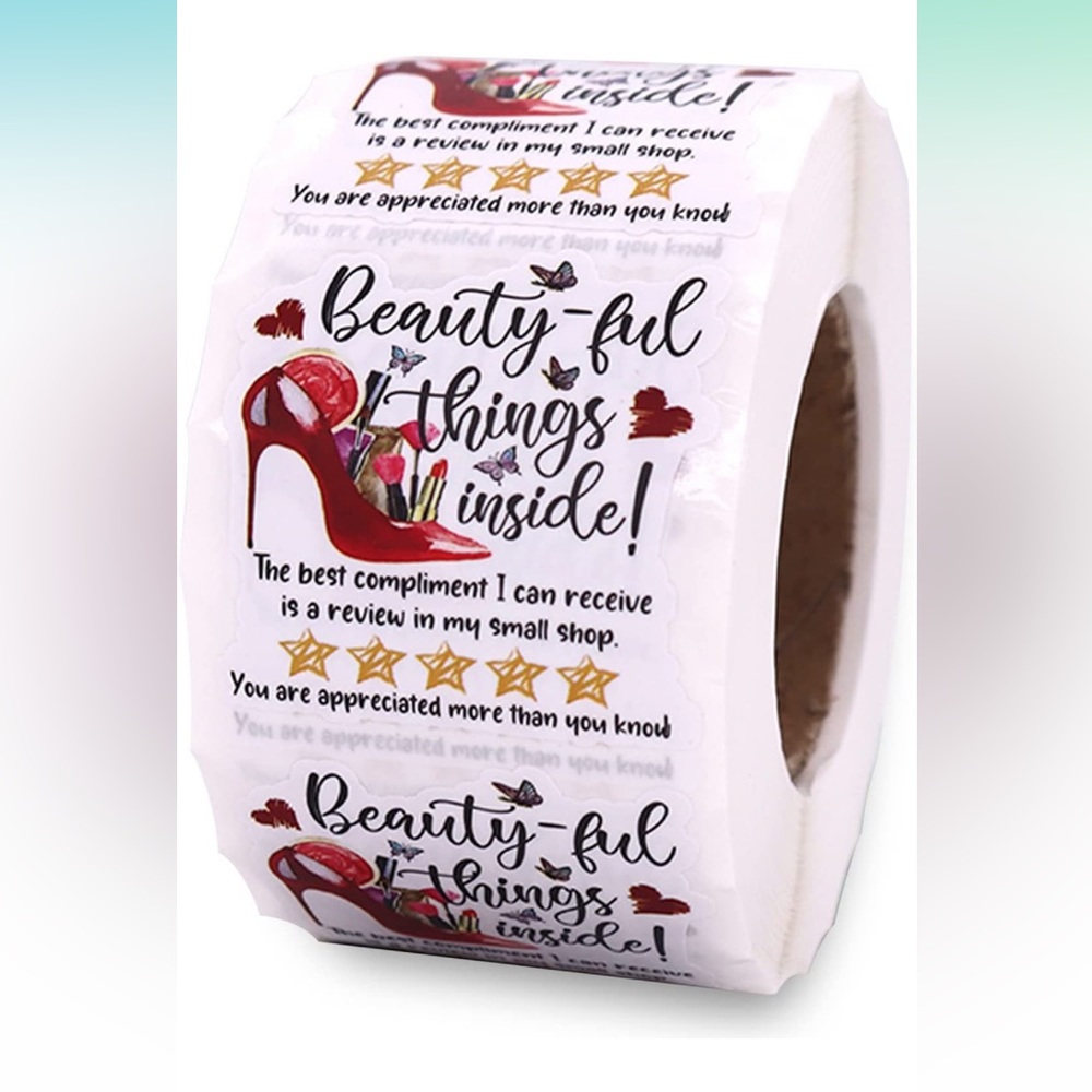 50 Stickers Beauty-ful  things inside, makeup, butterfly, shoe, heart PRICE FIRM - Picture 2 of 2